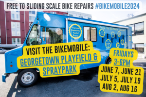Bikemobile free and sliding scale bike repairs Fridays in June, 3-6 pm